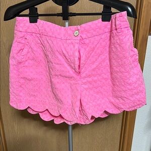 Crown & Ivy Pink High Waist Scalloped Shorts